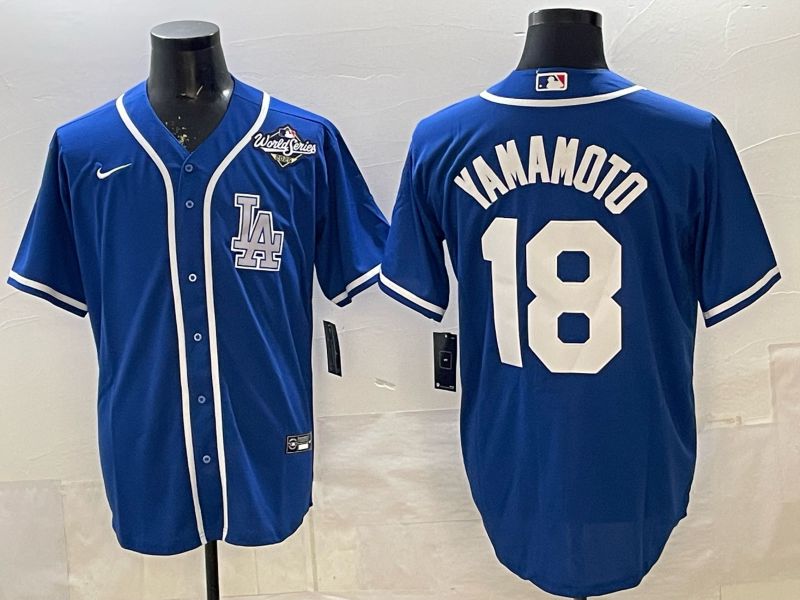 Men 2026 Nike Los Angeles Dodgers #18 Yamamoto Blue Game MLB Jersey 02